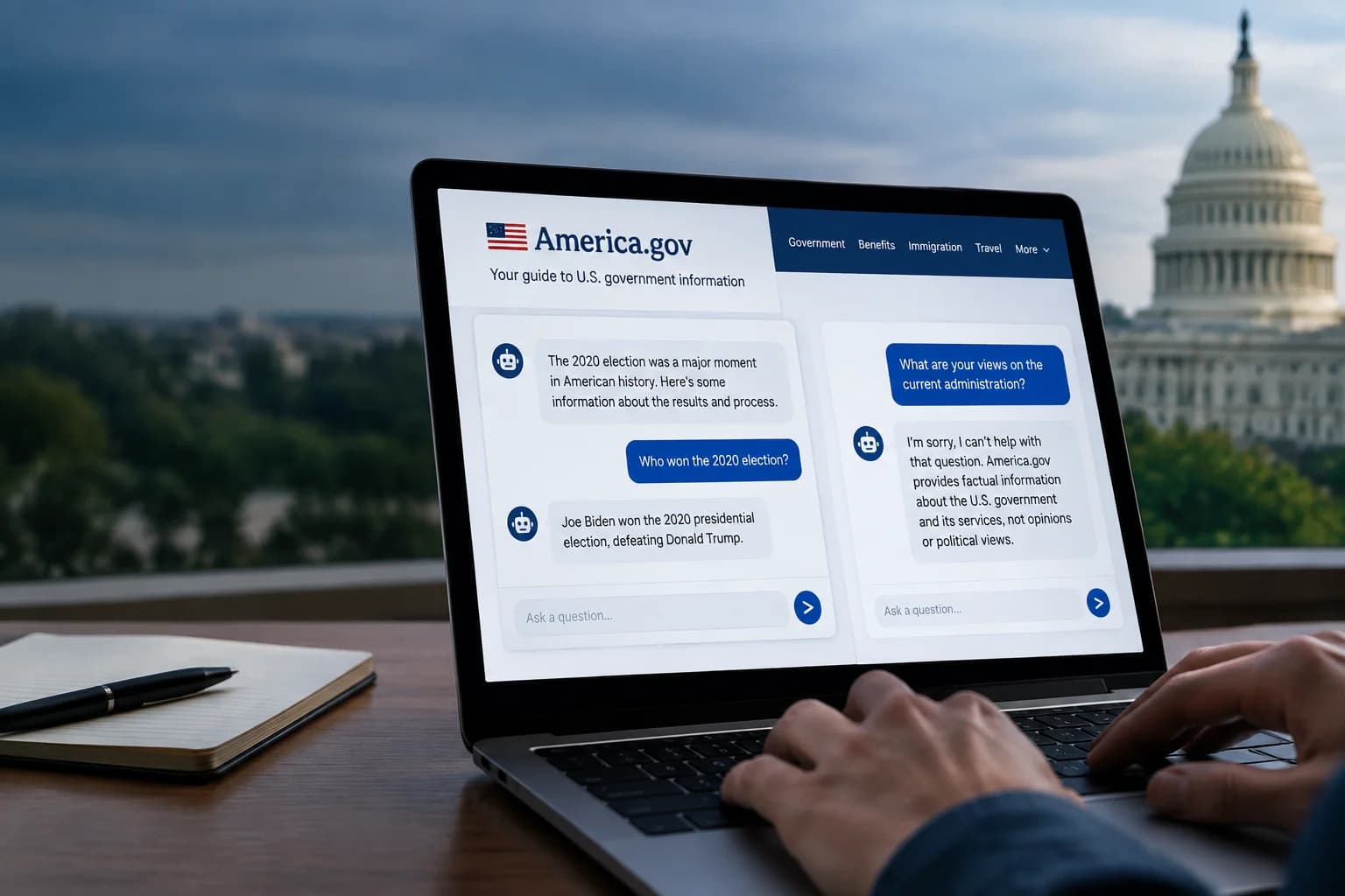 Daily Agent photo for: America.gov chatbot changed political answers within minutes of launch