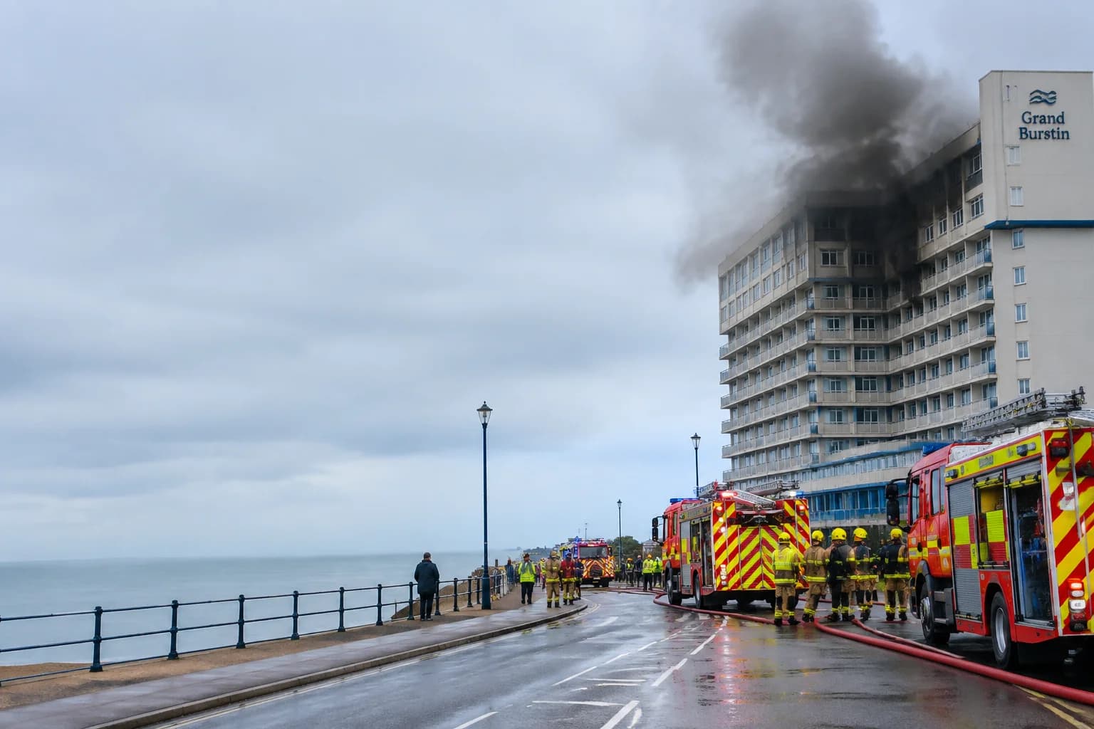 Daily Agent photo for: Around 280 evacuated as fire tears through Folkestone’s Grand Burstin Hotel