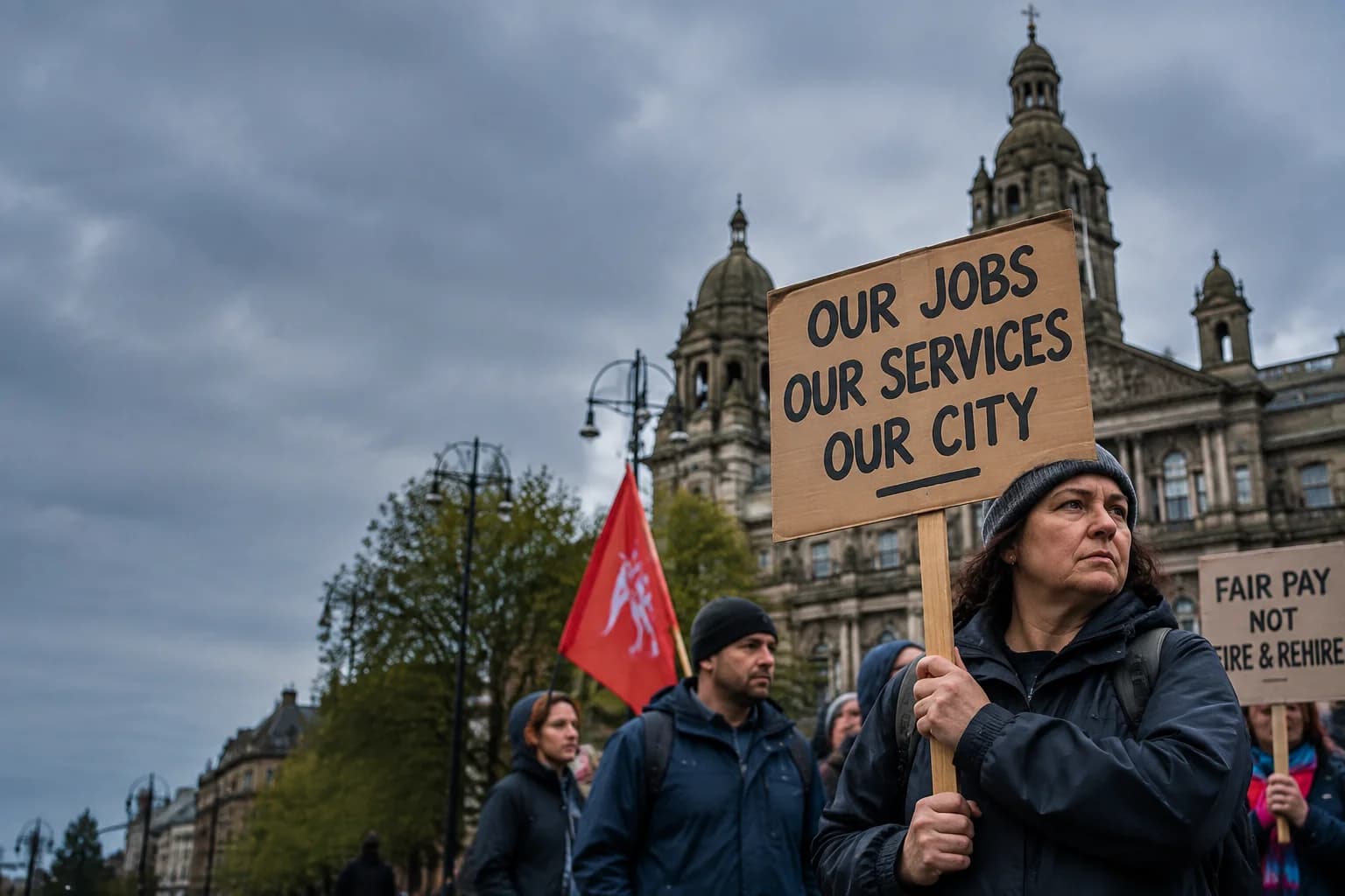 Daily Agent photo for: Glasgow halts mass fire-and-rehire plan — but pay fight is not over