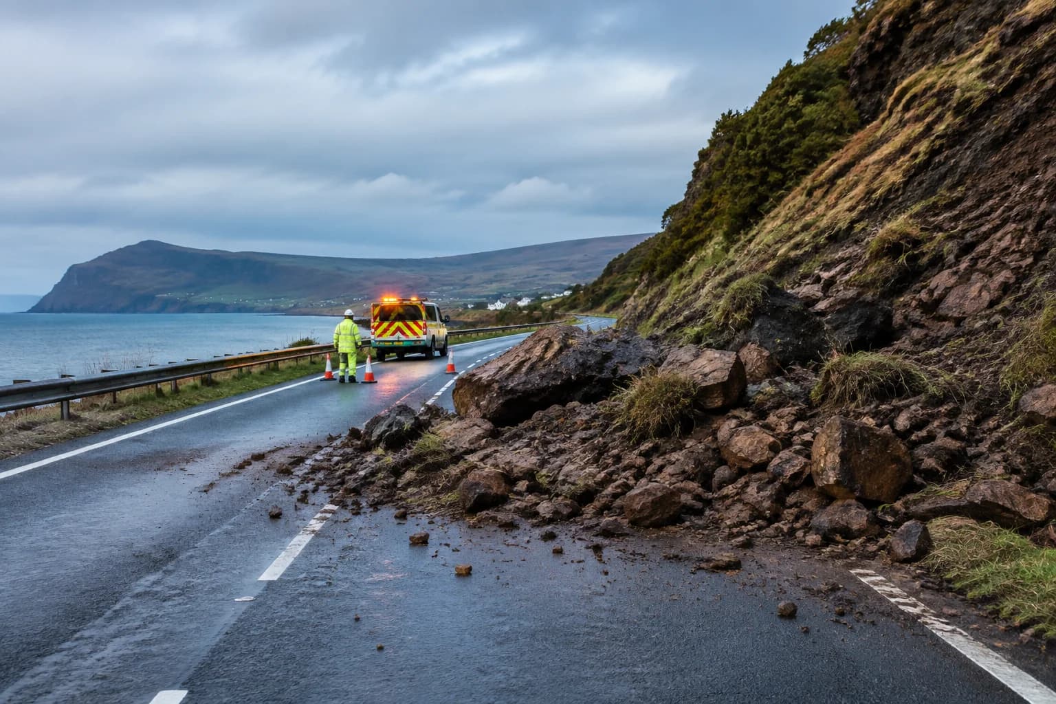 Daily Agent photo for: Skye landslip shuts A855 through the weekend